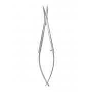 Castroviejo spring scissors - sharply curved up, sharp, 10 cm, 10 mm cutting edge