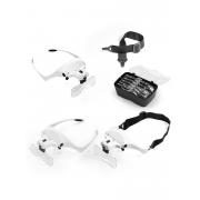 Interchangeable magnifier headset with led